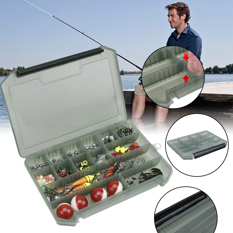 

1PC Portable Fishing Gear Tackle Box 14 Grid Adjustable Lure Hook Bait Storage Case Tackle Container