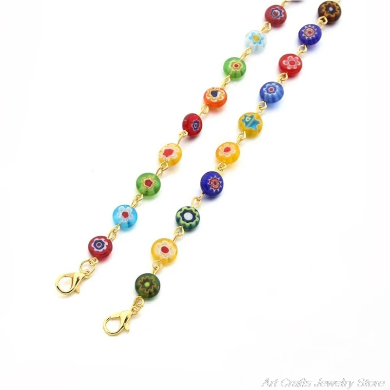 

Women Face Mask Decorative Holder Lanyard Eyeglass Colored Flower Glass Beaded Chain Mouth Cover Retainer Strap Necklace F25 21