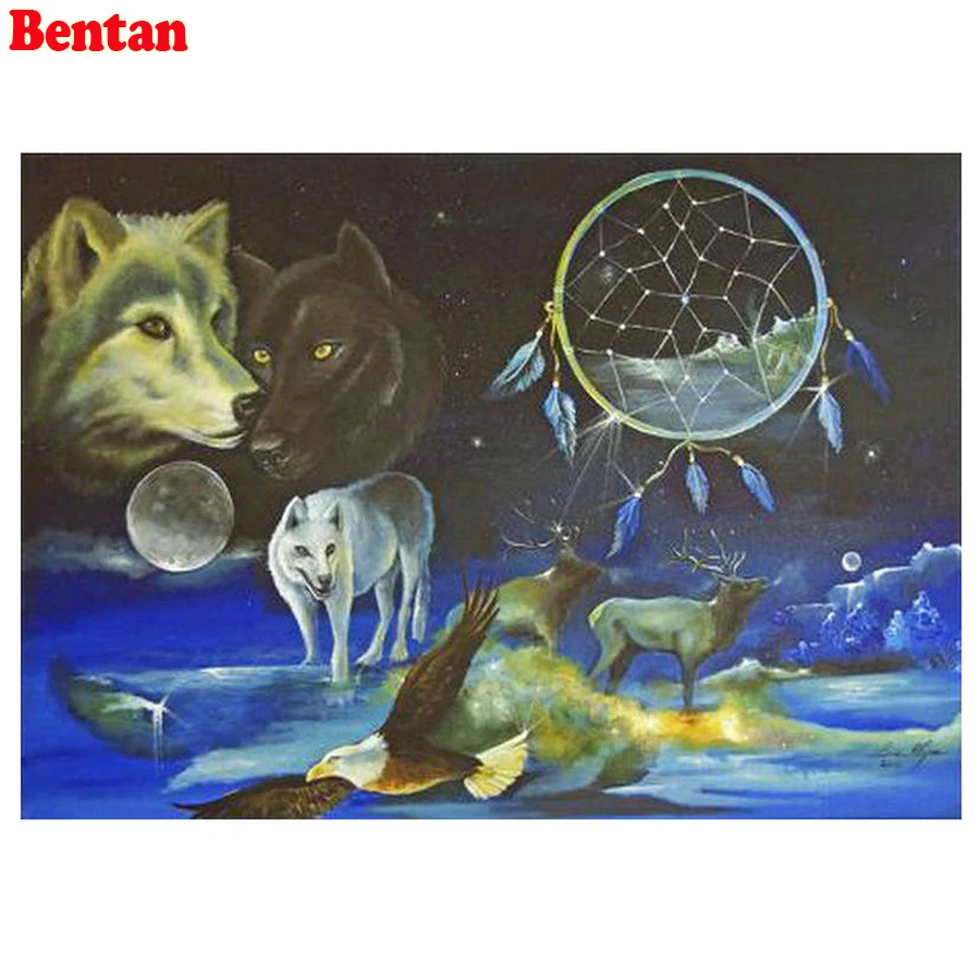 5d Diy Алмазная картина Ловец снов полная дрель вышивка Волк Олень Орел мозаика