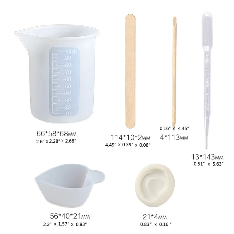 

13MC 43 Pcs Resin Glue Tools Set Measuring Mixing Cup Dropper Stirring Sticks Finger Cots UV Epoxy Resin DIY Crafts Tool Kit