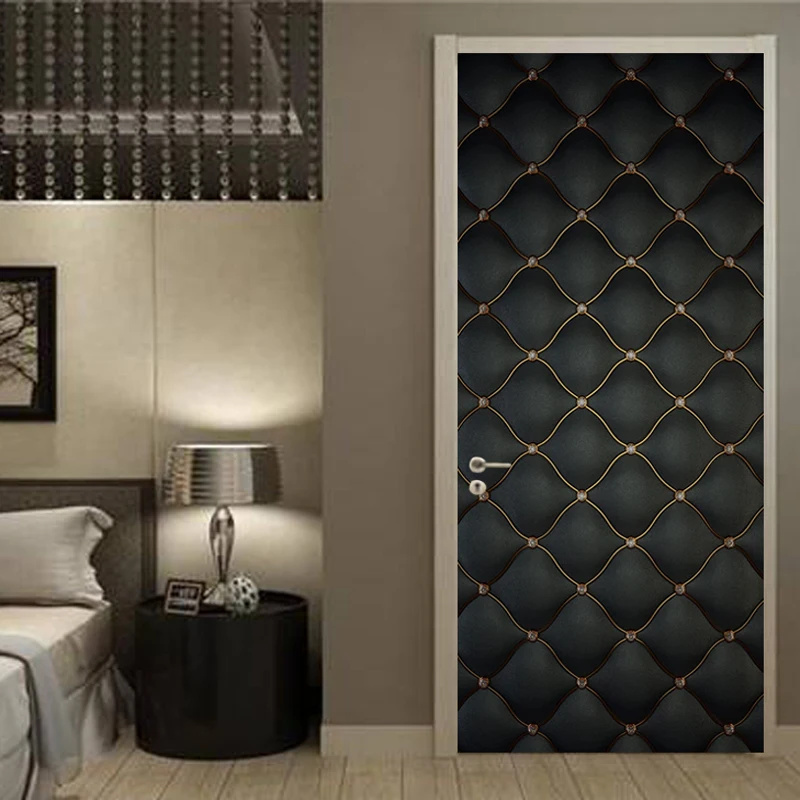 Самоклеящиеся 3D-наклейки на дверь роскошные мягкие рулоны ПВХ черные для