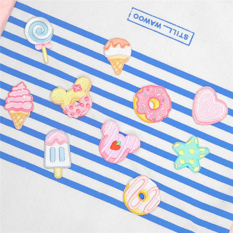 1 шт. пончик Icecream печенья вышивка ремонт сумка с патчем куртка джинсы мультфильм железо заплатка для одежды небольшой клей стикер