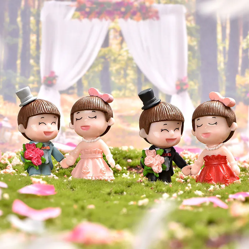 Мини-куклы для пар Свадебные пары микро-пейзаж торт хрустальный шар аксессуары