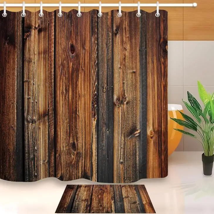 3D принт тканевый фон с изображением деревянной душ Шторы комплект