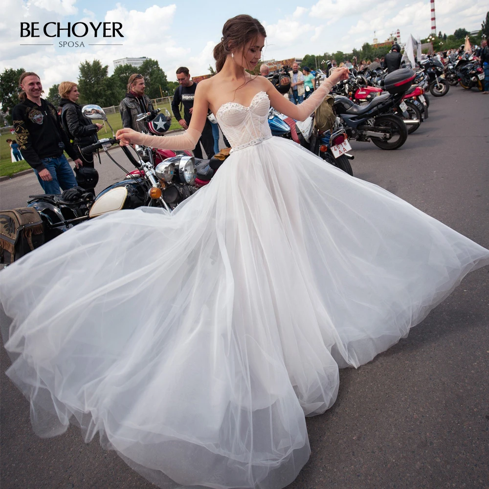 Vestido De Noiva бисерные в стиле бохо свадебное платье из фатина Очаровательное без