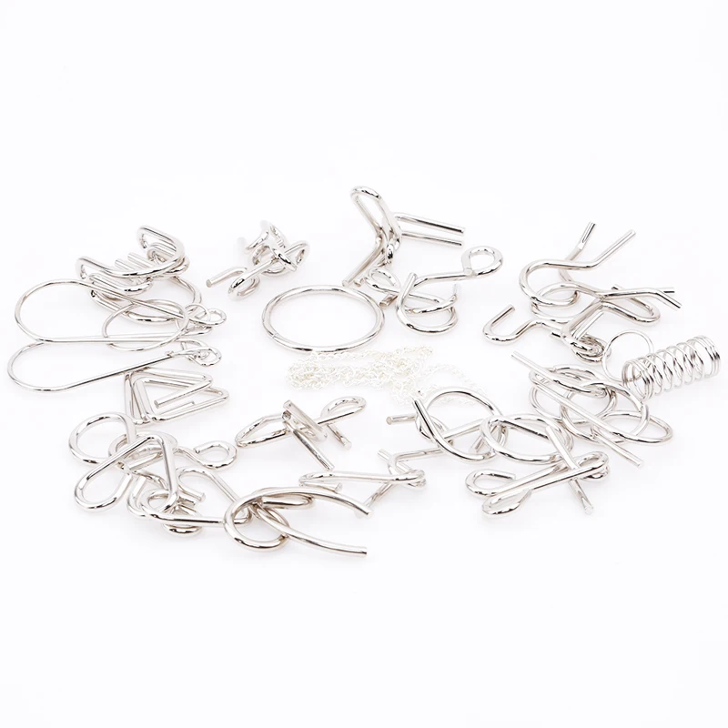 

18 Pieces IQ Metal Puzzle Mind Brain Teaser Magic Wire Puzzles Game Toys Good Gift for Children Adults Kids