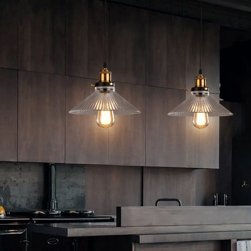 Современная стеклянная светодиодная кухонная железная Золотая Подвесная лампа