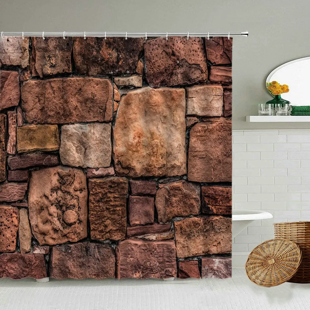 Забавная занавеска для душа с каменной галькой европейская ретро старинная