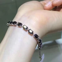 luxury natural black star sapphire bracelet for women 925 sterling silver jewelry gemstone romantic wedding party gift
