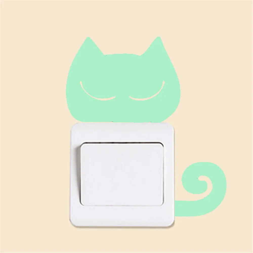

2021top home decor Cute Creative Kitten Cat Luminous Noctilucent Glow Switch Wall Sticker Home
