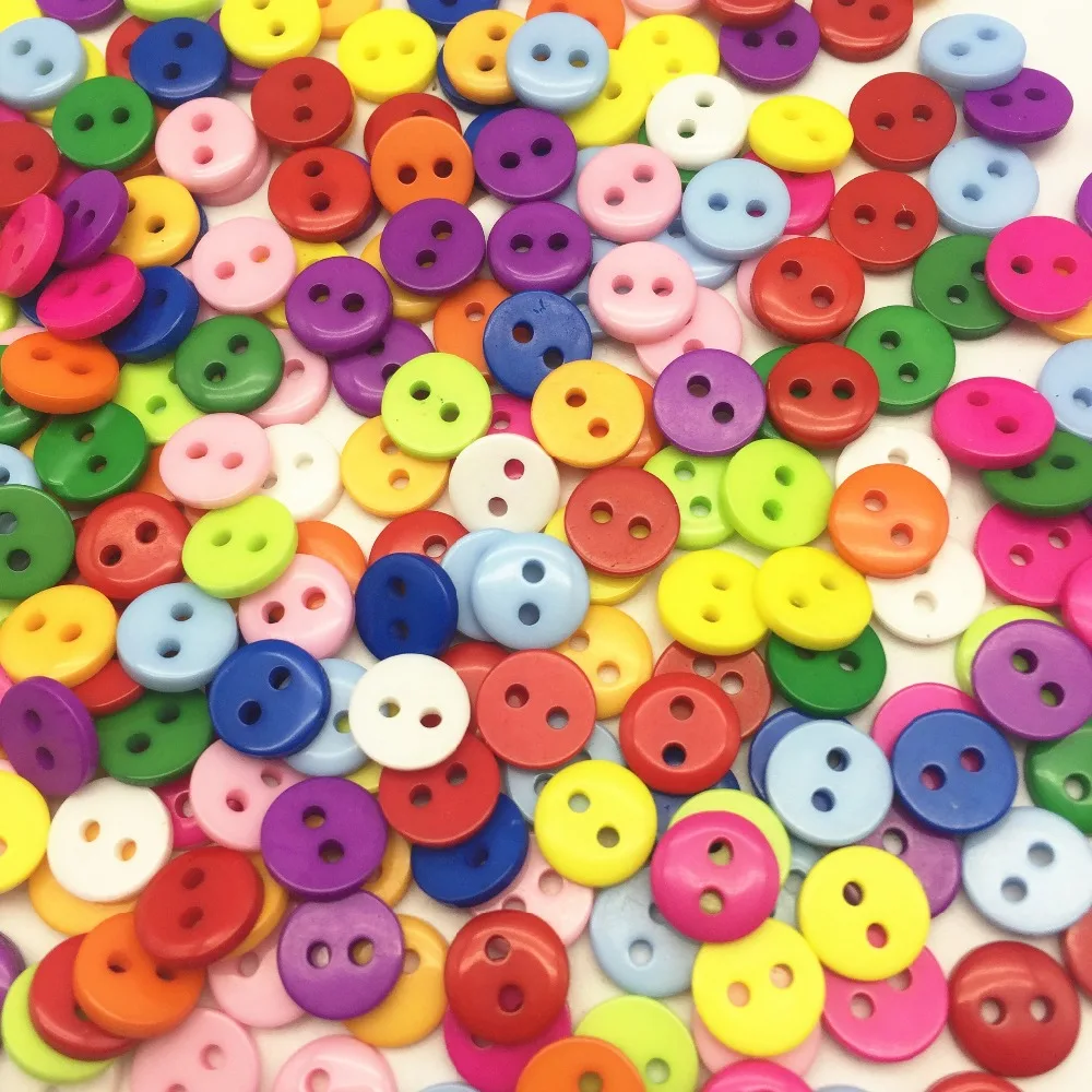 

1000pcs 9mm Round Shape Mixed Resin 2 Holes Buttons Embellishments Cardmaking Scrapbooking DIY Crafts