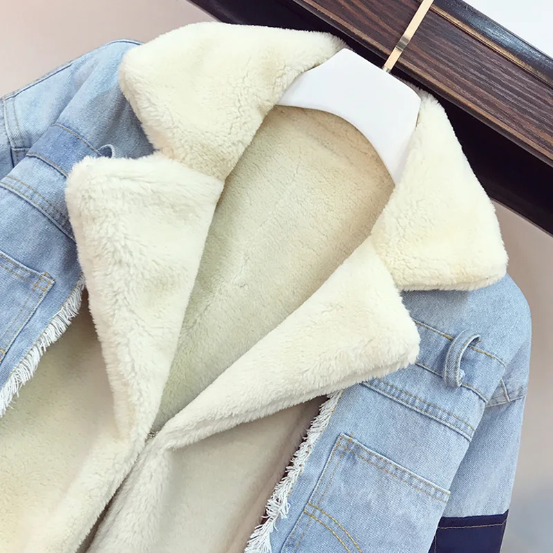 Зимний женский костюм бархатная Толстая джинсовая куртка топы и трикотажное