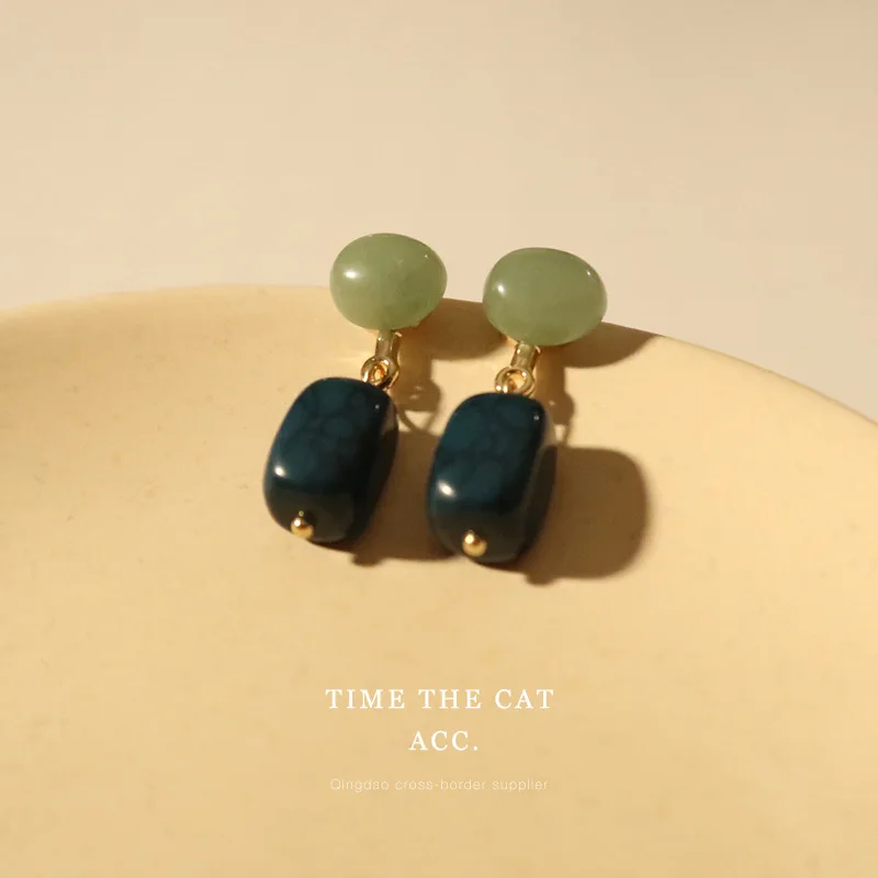 

New Fashion Earrings 925 Silver Needle Agate Stone Earrings Korean Fashion Earrings for Women 2021 Trendy Earrings Luxury
