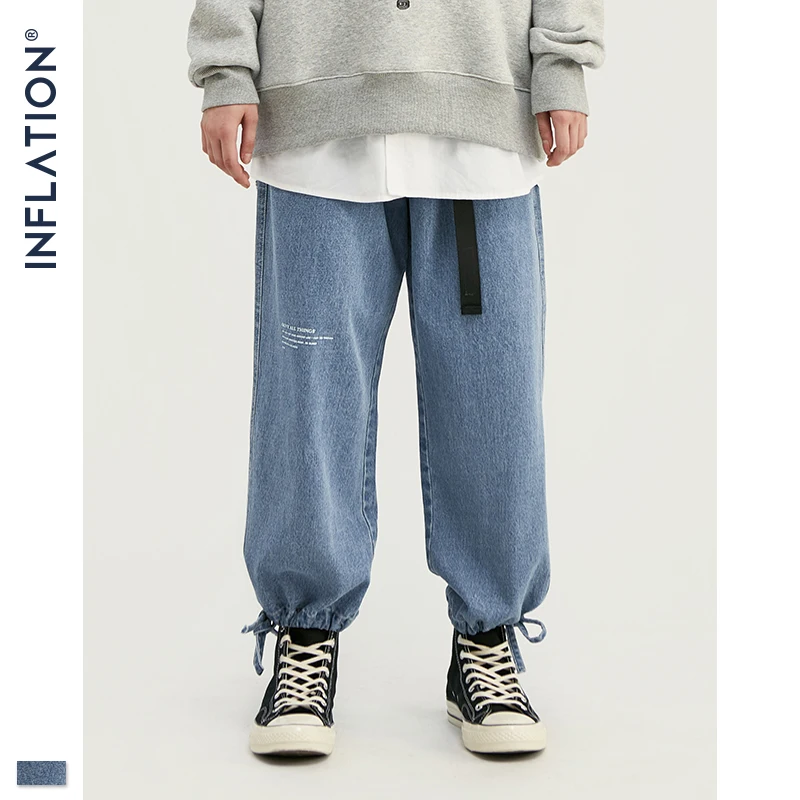 Инфляция модные Для мужчин s ботильоны с перекрестной шнуровкой джинсы в синем