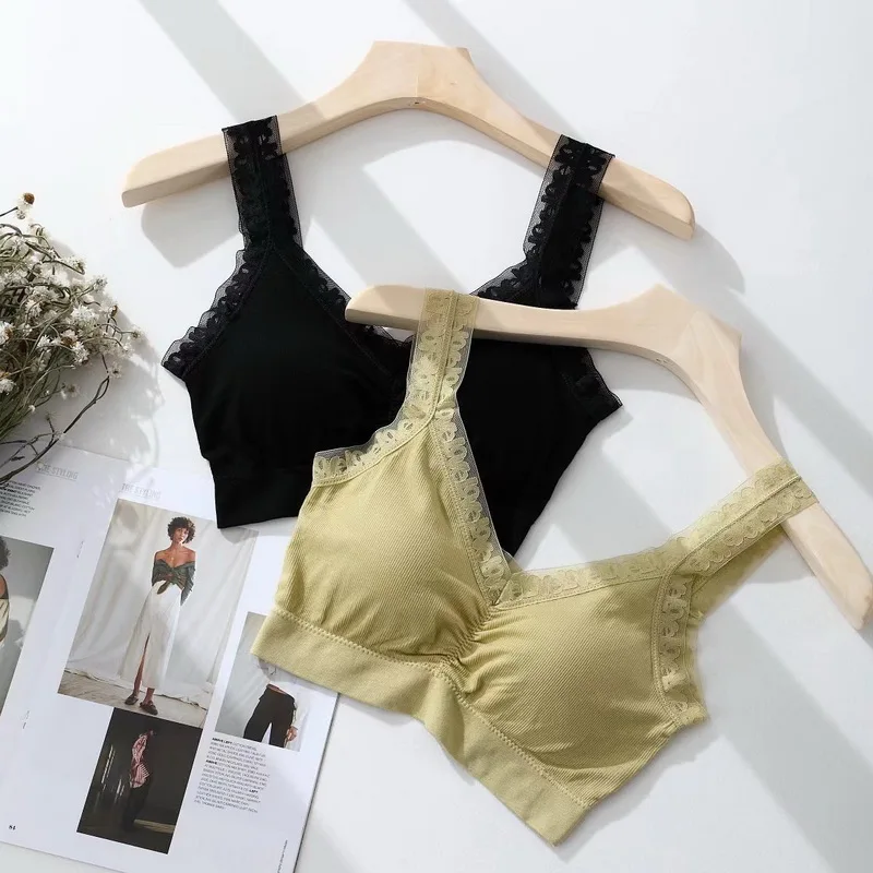 

HECTIC 2021 Women's Wide Shoulder Strap Wrap Breast Detachable Massage Bra Pad Tube Top Bare Sexy Party No Steel Ring Bra