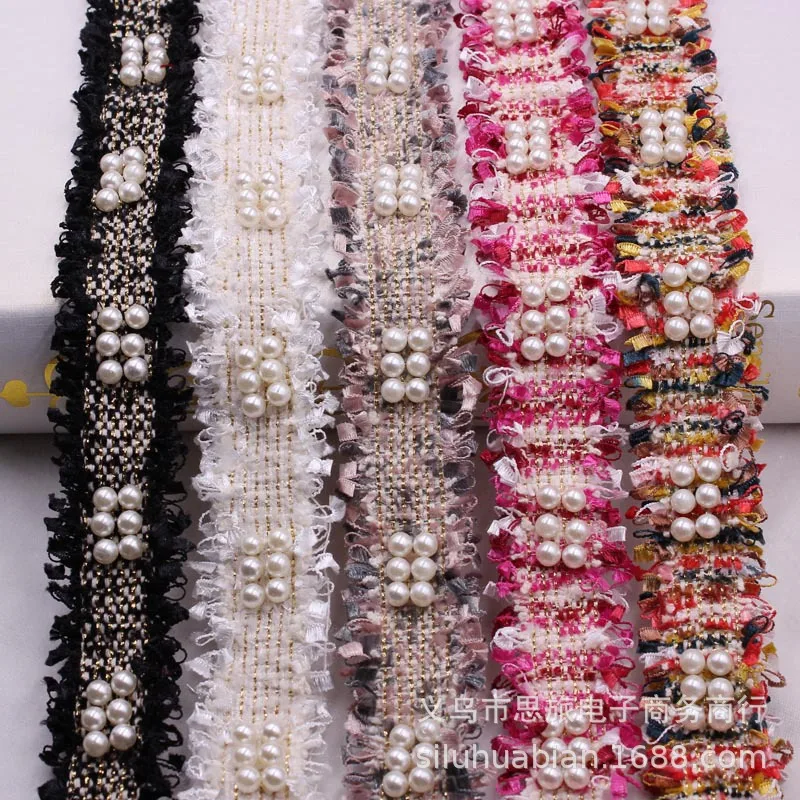 

1yards Vintage Nylon Pearl Beaded Embroidered Lace Ribbon Trim Fabric Dress Sewing Supplies DIY Clothing Accessories