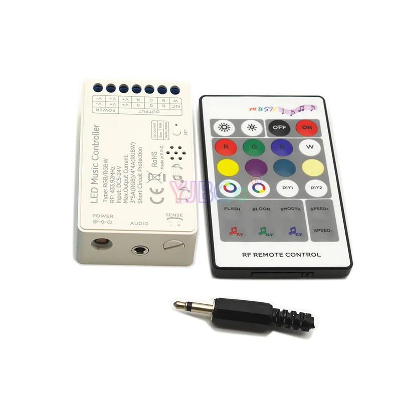 24keys Wireless RF Remote RGB RGBW LED Strip Controller DC 5V 12V 24V Audio input Music Sound Control RGB LED Dimmer Switch