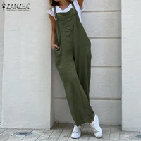 kaftan casual cotton overalls womens suspender jumpsuits zanzea 2021 dungarees romeprs female backless playsuits pant