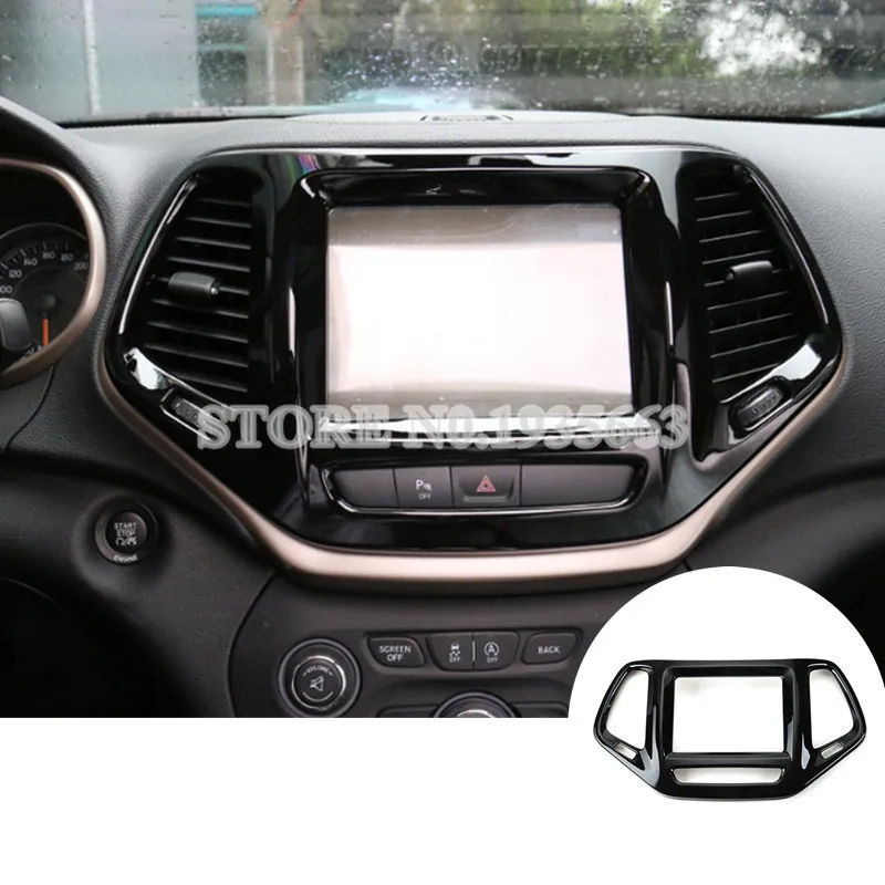 

For Jeep Cherokee Black/Matte Silver/Red Console GPS Navigation Panel Trim Cover 2014-2016 1pcs Car Accessories Interior