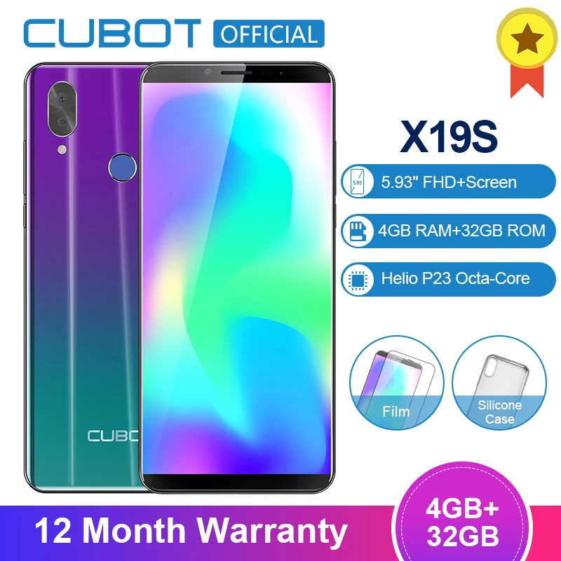 Чехол для Cubot X19S 4 Гб + 32 ГБ Helio P23 Octa-Core Dual Камера 16MP 5 93 &quot2160*1080 FHD безрамочный экран