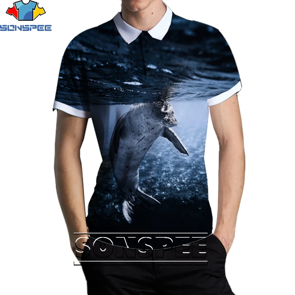 

SONSPEE 3D Animal Seal Fashion Casual Loose Original Collar POLO Shirt Men and Women Popular Cute Trend Street Personality