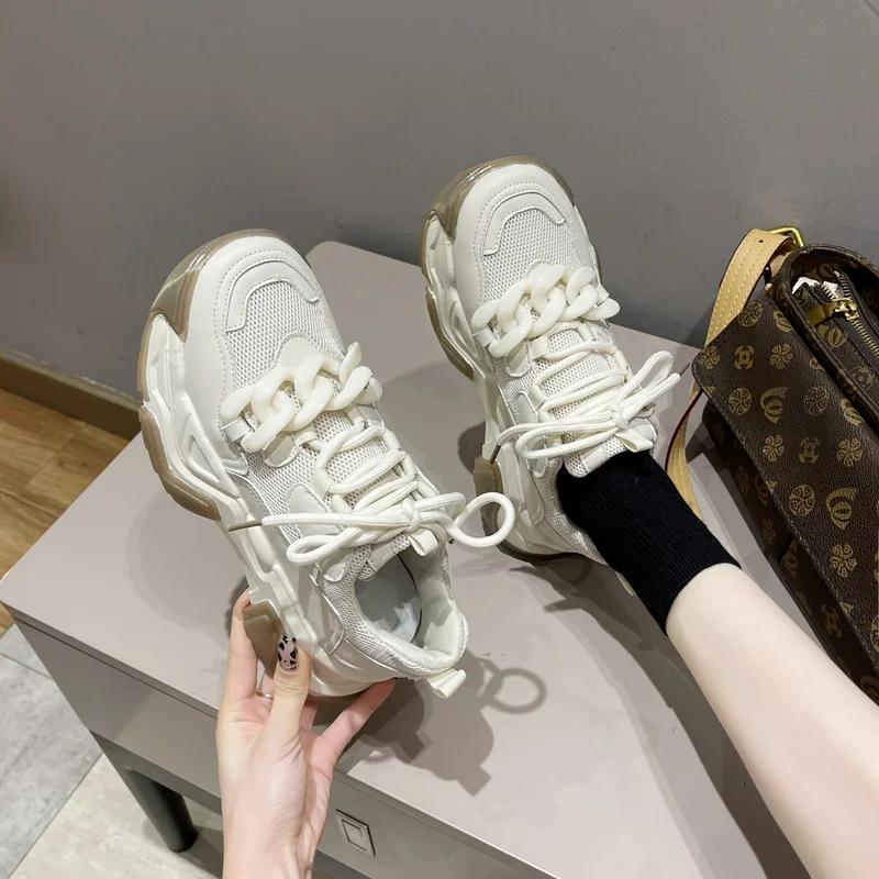 

2021 New Women's Sneakers Fashion Autumn Women Casual Shoes Breathable Women Platform Dad Shoes Chain Sports Shoes Zapato Mujer