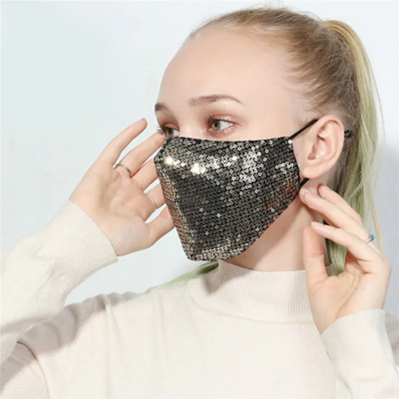 

Women Sequin Face Masks Breathable Dustproof Protective Face Mask Unisex Women Men Reusable Washable Mask
