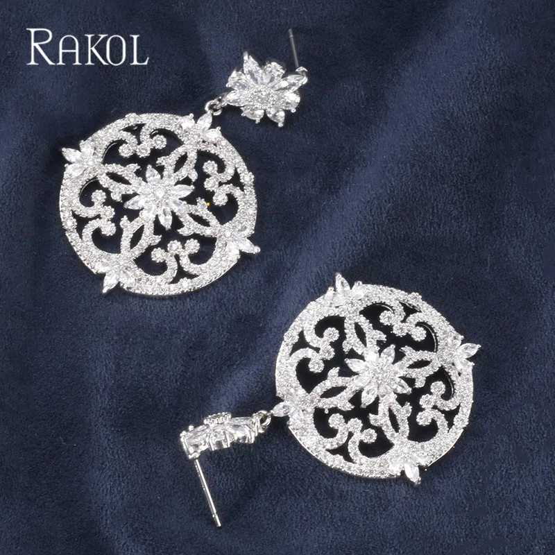RAKOL новейший роскошный Искрящийся Блестящий кубический циркон большое круглое