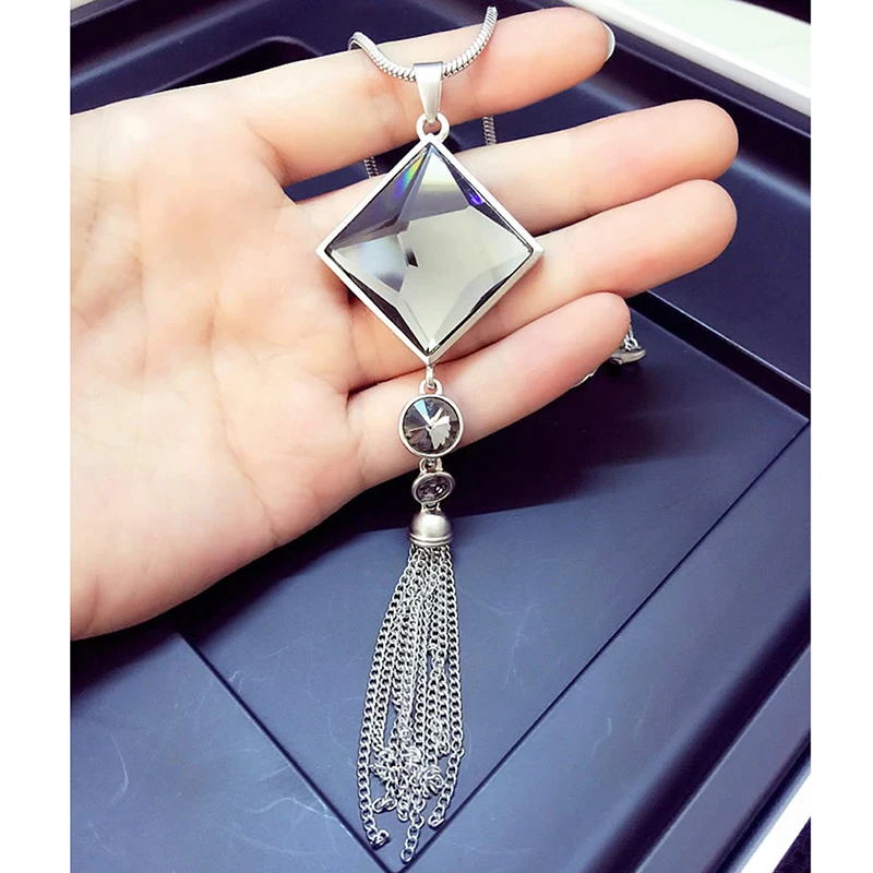 Новинка 2020 высокое качество квадратная подвеска с кристаллами длинное ожерелье