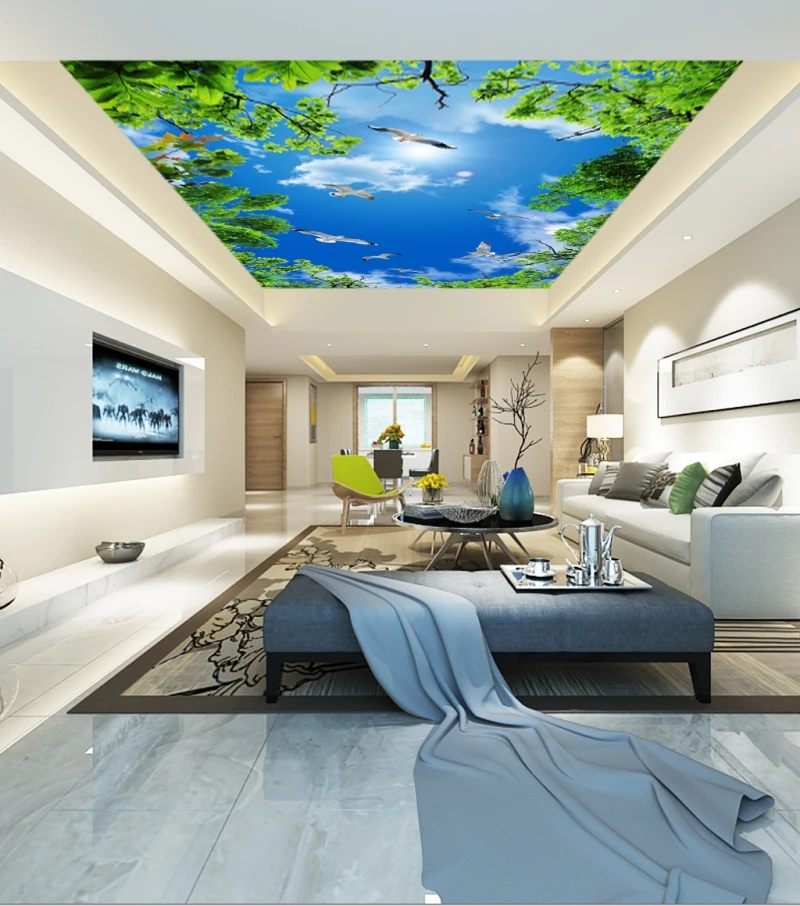 3D настенные фрески любого размера на заказ обои с синим небом и белыми облаками