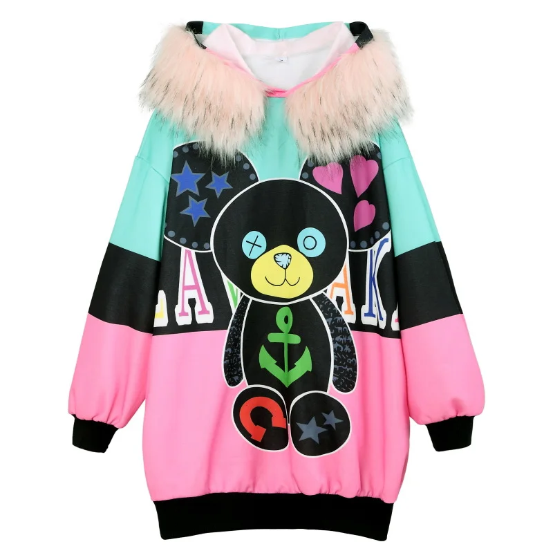 Зимние Модные бархатные длинные платья с мультяшным принтом теплые женские