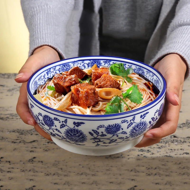 Синяя и белая фарфоровая миска для говядины Ramen ресторанная посуда отелей миски