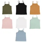 25 # нижнее белье для девочек топы для девочек, для детей ясельного возраста Одежда для детей; малышей; девочек топ на бретелях однотонные трикотажной верх с лямками Топ c бретелькой через шею жилет одежда Майка