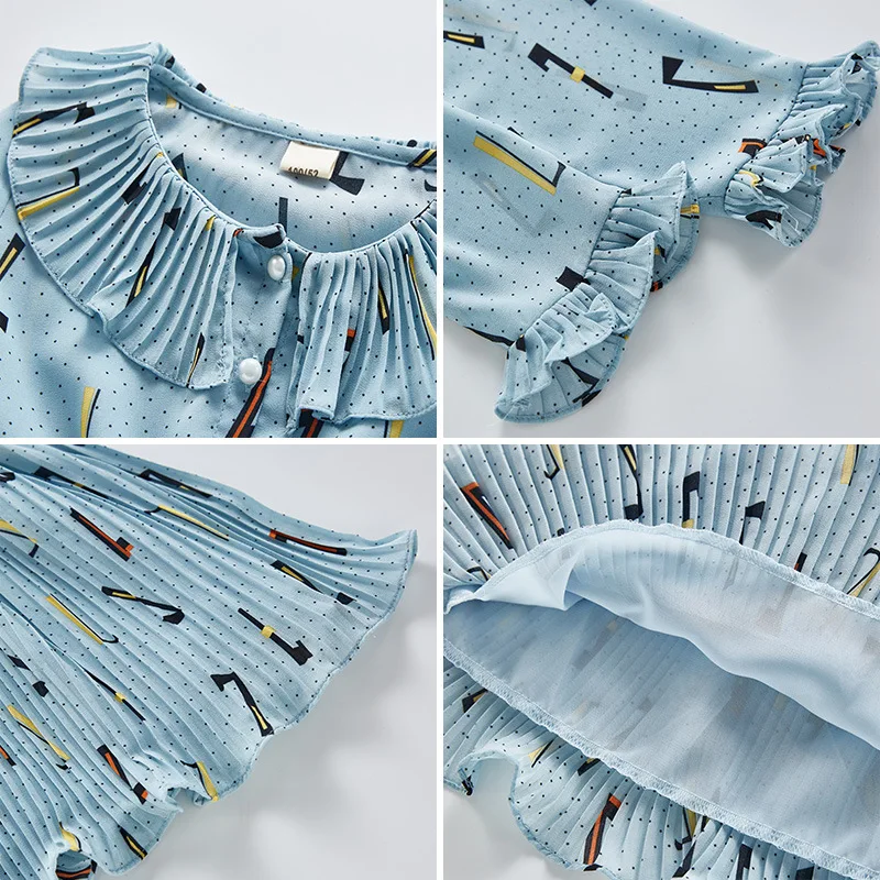 Шифоновое платье с оборками для девочек-подростков Платья цветочным принтом