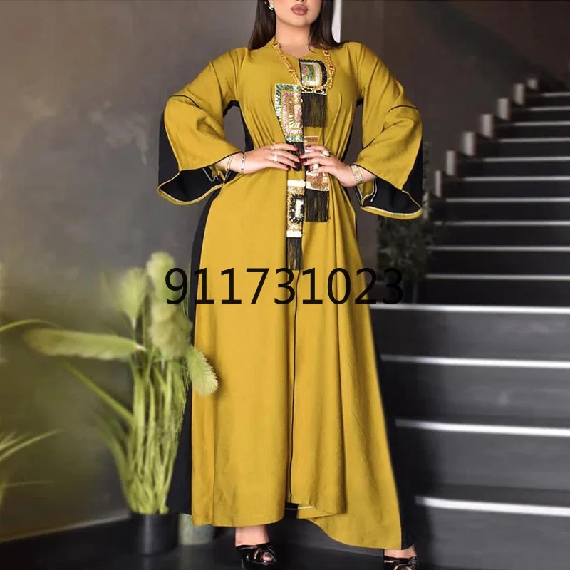 Африканские платья Дашики для женщин Abaya женское платье с блестками и бахромой в