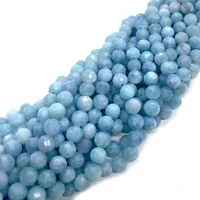 aquamarine natural stone necklace bead 6mm faceted round small charms beads for jewelry making earrings bracelet diy accessories