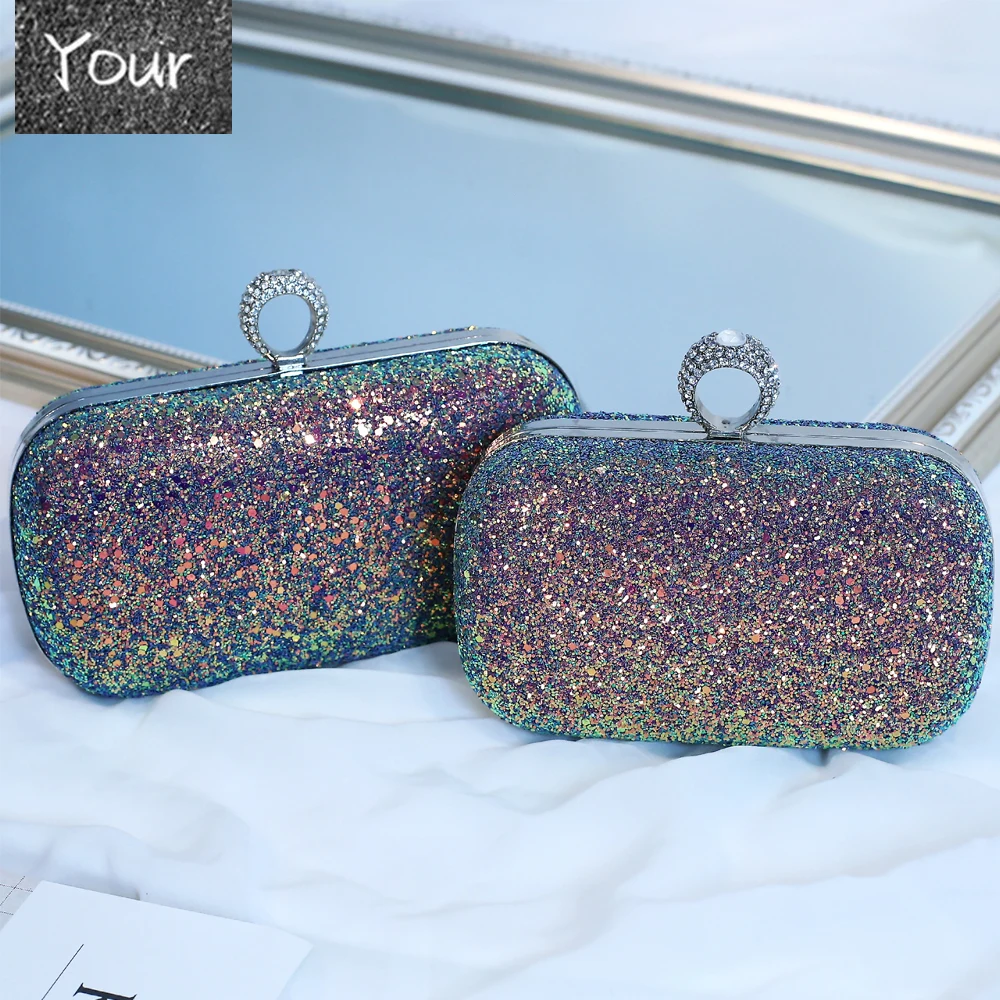 

Fashion Sequins Box Women Evening Clutch Bag Lady Sparkly Design Party Shiny Handbags Chain Shoulder Crossbody Bags Small Purses