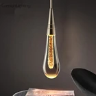 Современная светодиодная Хрустальная Подвесная лампа в скандинавском стиле, декоративный светильник в форме капли воды для гостиной, кухонный потолочный светильник золотого цвета, комнасветильник освещение