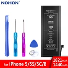 Nohon аккумулятор для iPhone 5 5S 5C 8 iPhone5 iPhone8 iPhone5S Замена высокоемкие батареи мобильного батарея для телефона бесплатная инструменты