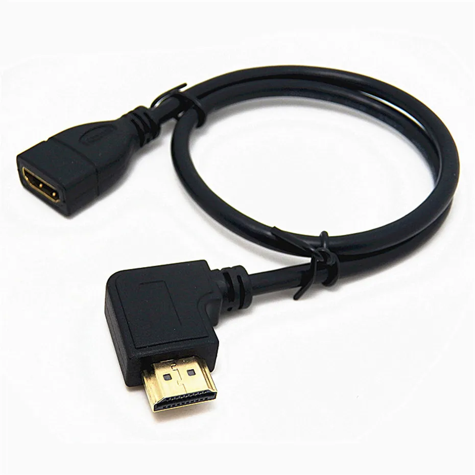 Кабель HDMI 90 градусов прямоугольный HDMI Мужской к HDMI Женский Кабель адаптер Разъем черный для DVD ТВ проектор 0,15 м 0,5 м