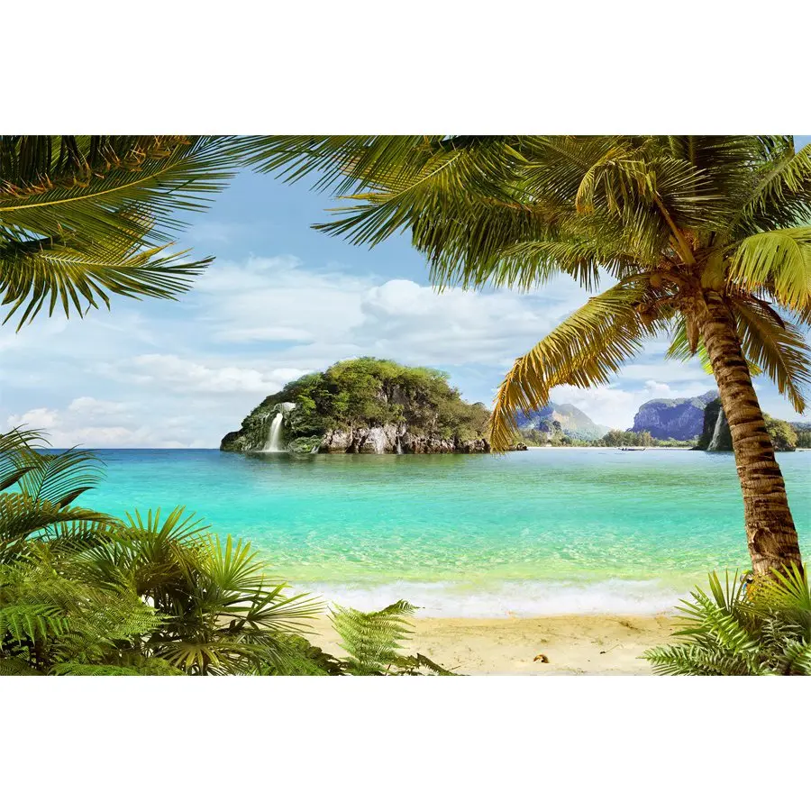 

Tropical Sea Beach Island Palm Tree Scenery Photography Backgrounds Baby Portrait Photographic Backdrops For Home Photo Studio