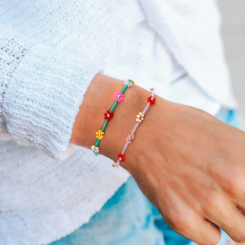 Браслеты ручной работы с Миюки Delica бисер веревка дружбы цветок Форма для женщин