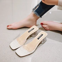 women sandals shoes celebrity wearing simple style pvc clear strappy buckle high heels woman transparent heels yellow 2020