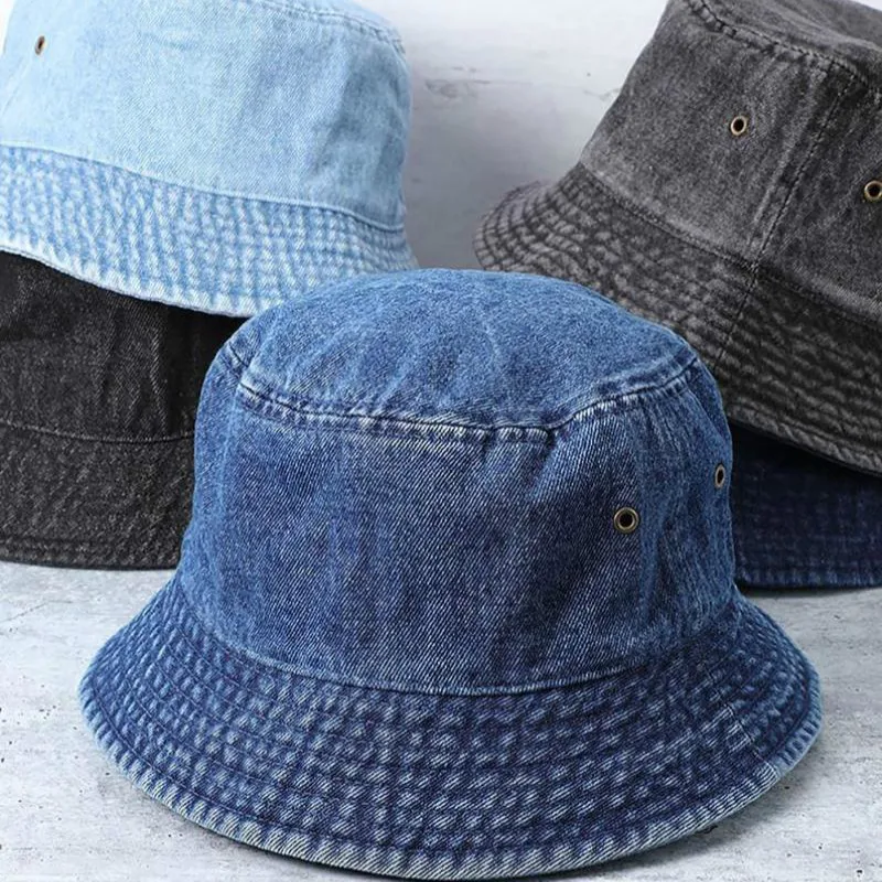 

Solid Color Washed Cowboy Fisherman's Hat women Outdoor Sun Hat Four Seasons Section Lovers Fashion wild Bucket Hats casquette
