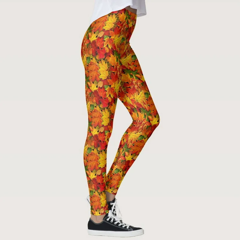 

Maple Leaf Print Leggings Sport Women Fitness Push Up Workout Yoga Pants Running Legging Push Up Stretch Tights Yoga Pantalones