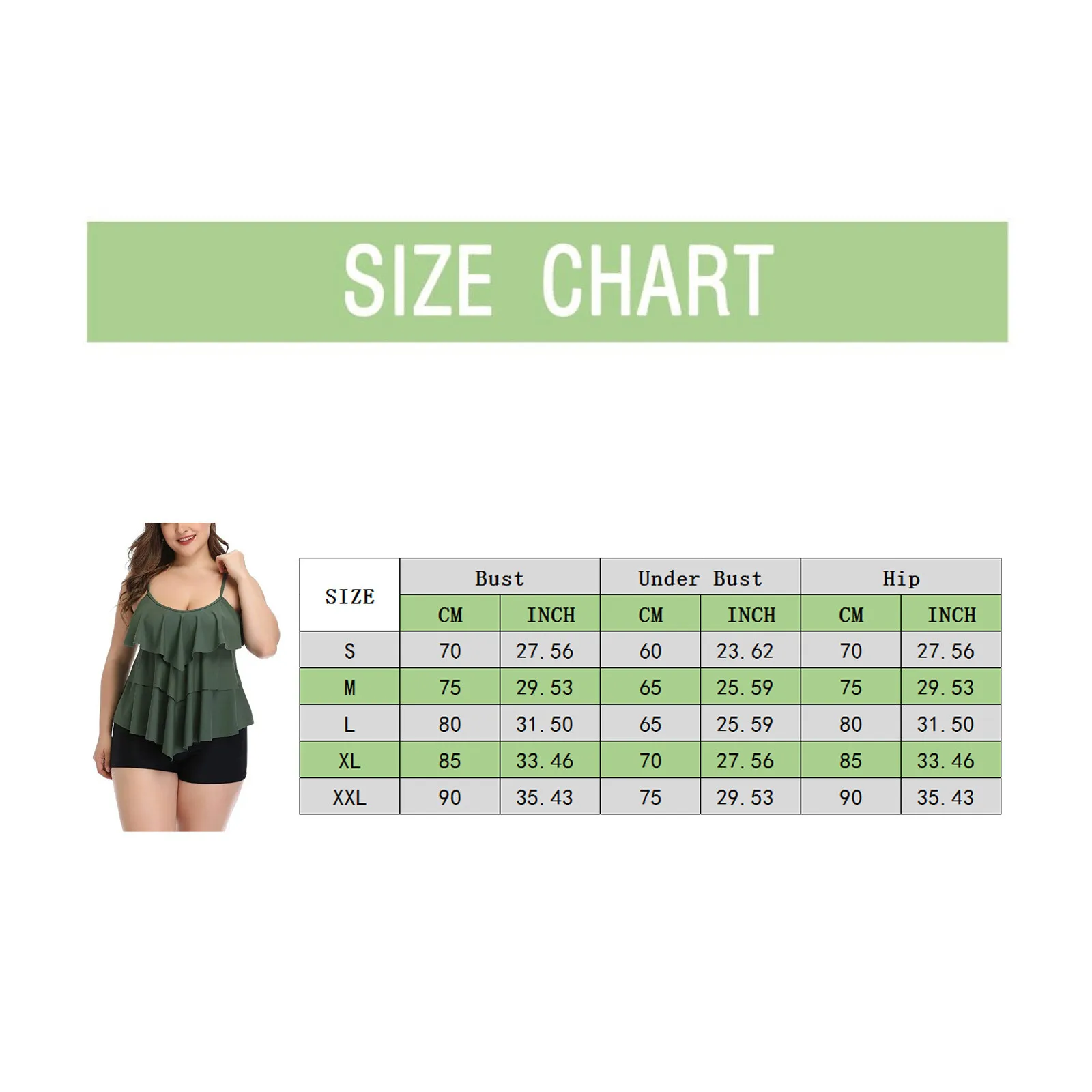 

Sexy Swimsuit For Women Two Piece Three Flounce With High Waisted Ruched Bottom Tankini Set Swimwear Bathing Suit Plus Size