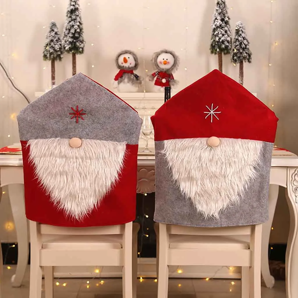 

Party Christmas Decoration Santa Claus Table Red Hat Decor Dinner Chair Cover