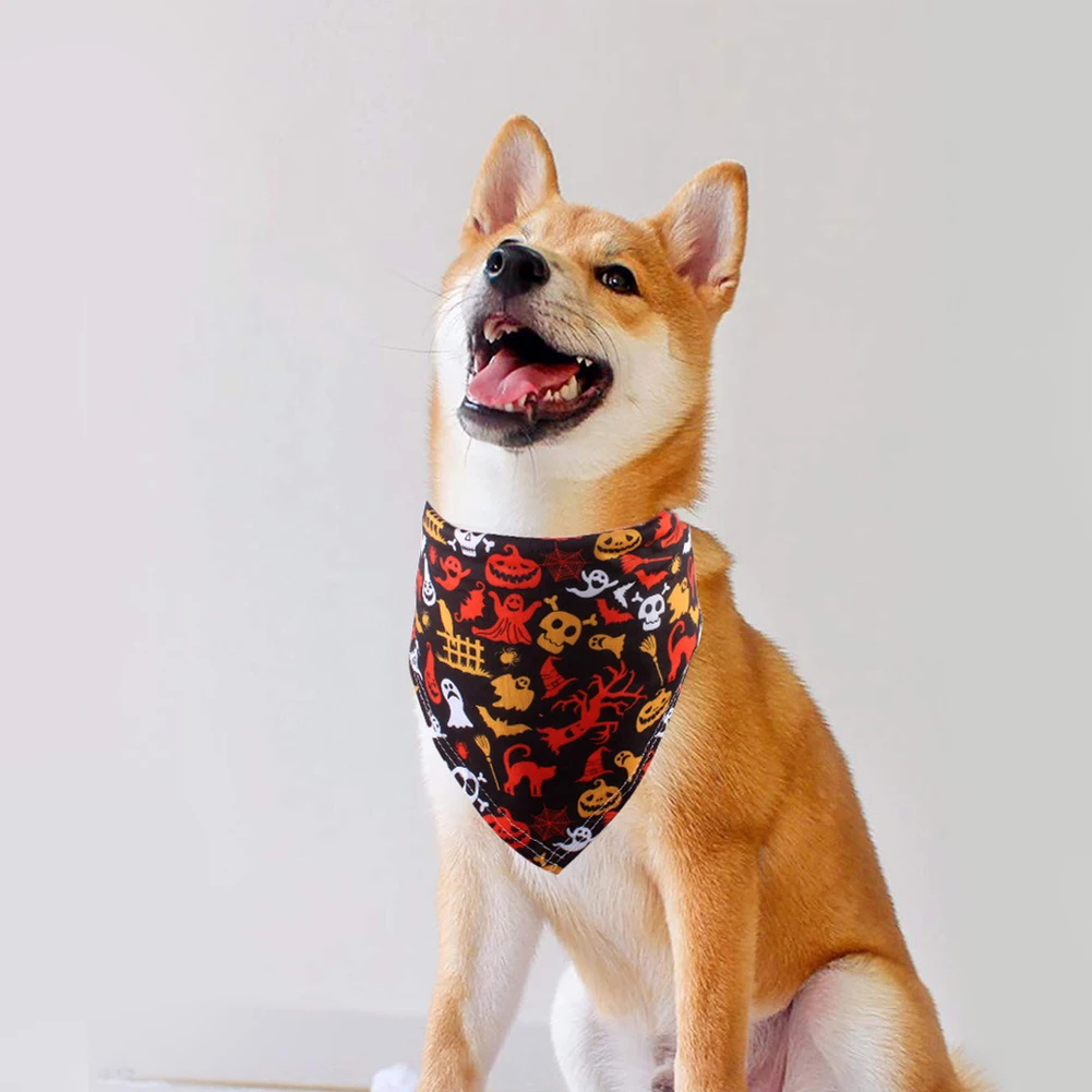 

Pet Neckerchief Waterproof Printed Triangle Saliva Scarf Dog Collar Bibs Pet Accessories Halloween Decorations for Pet