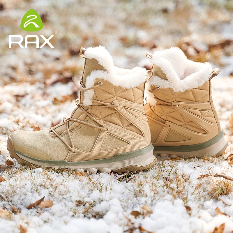 RAX Mens Winter Snow Boots Outdoor Sports Sneakers Fleece Hiking Boots Unisex Mens Mountain Snow Boots Trekking Walking Sneakers