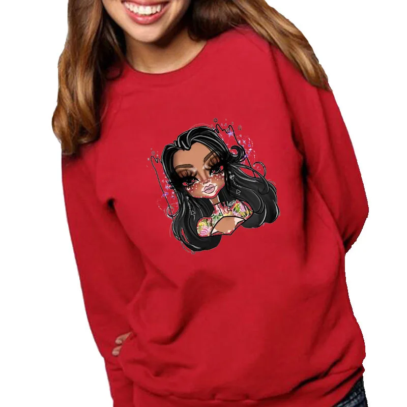 

Women Hoodie Fashion Girl Printed Hoodies Women Fleece Long Sleeve O Neck Loose Sweatshirt Girls Pullovers Winter